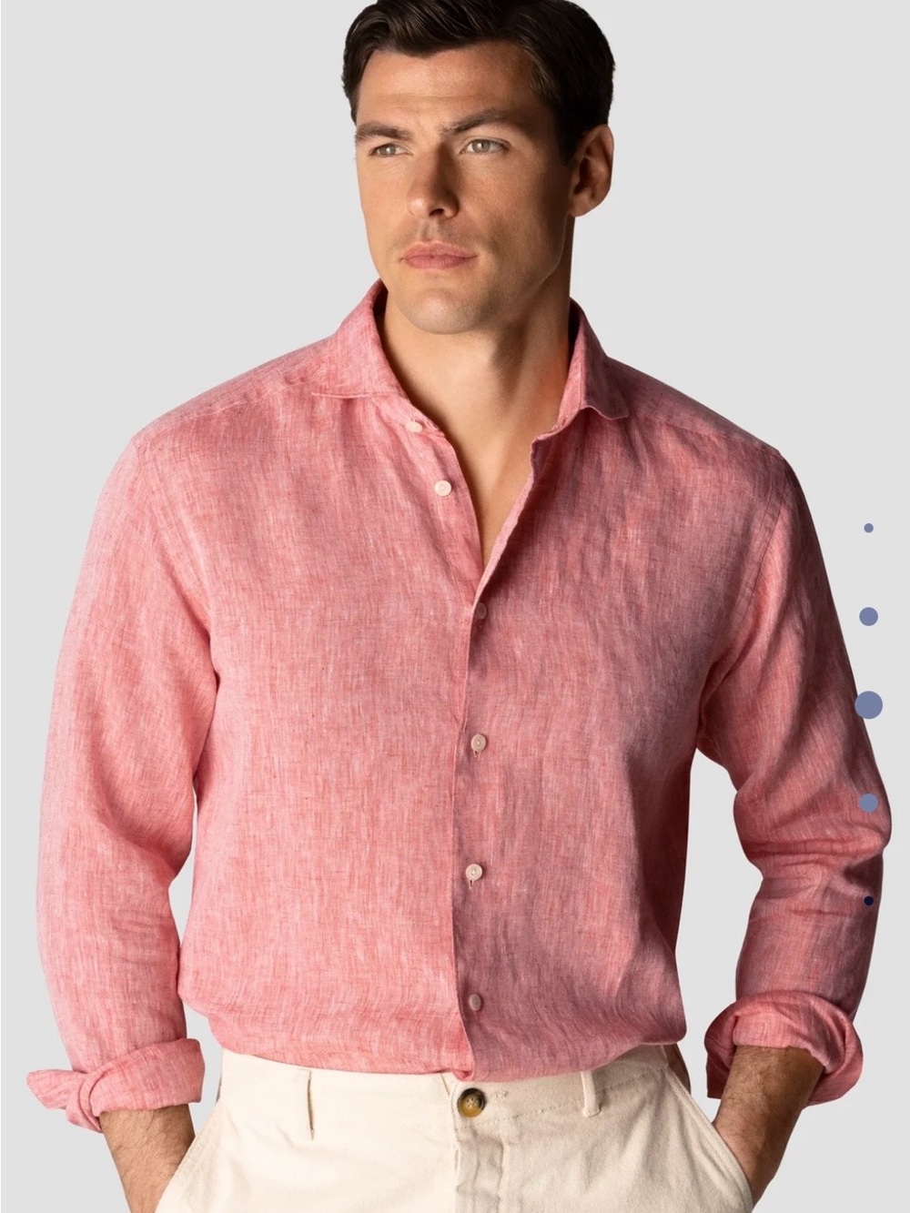 UNTUCKit Men's Button-Down Linen Shirt in Pale Red